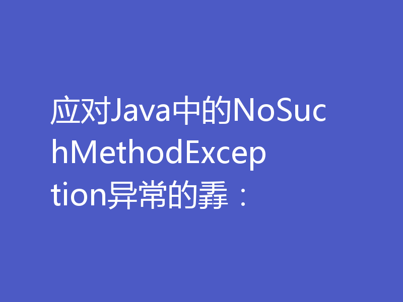 应对Java中的NoSuchMethodException异常的掱：