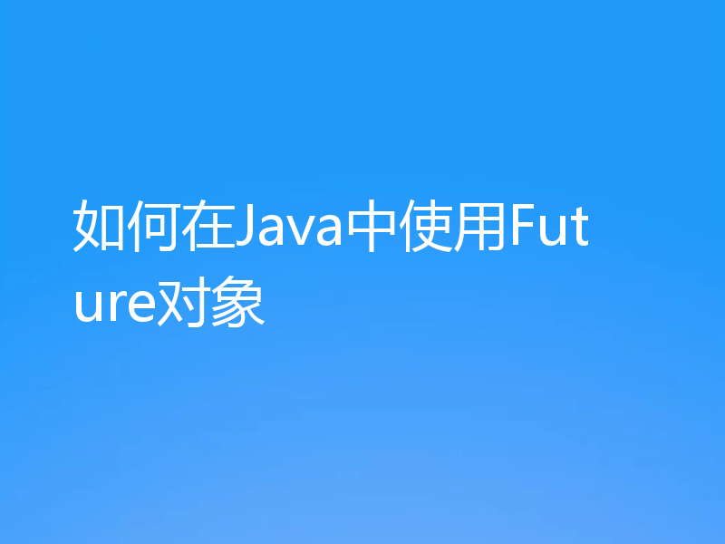 如何在Java中使用Future对象