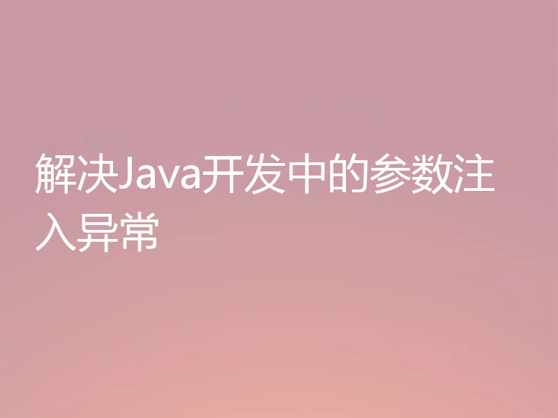 解决Java开发中的参数注入异常