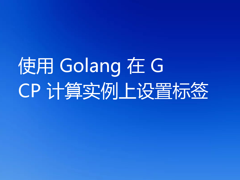 使用 Golang 在 GCP 计算实例上设置标签