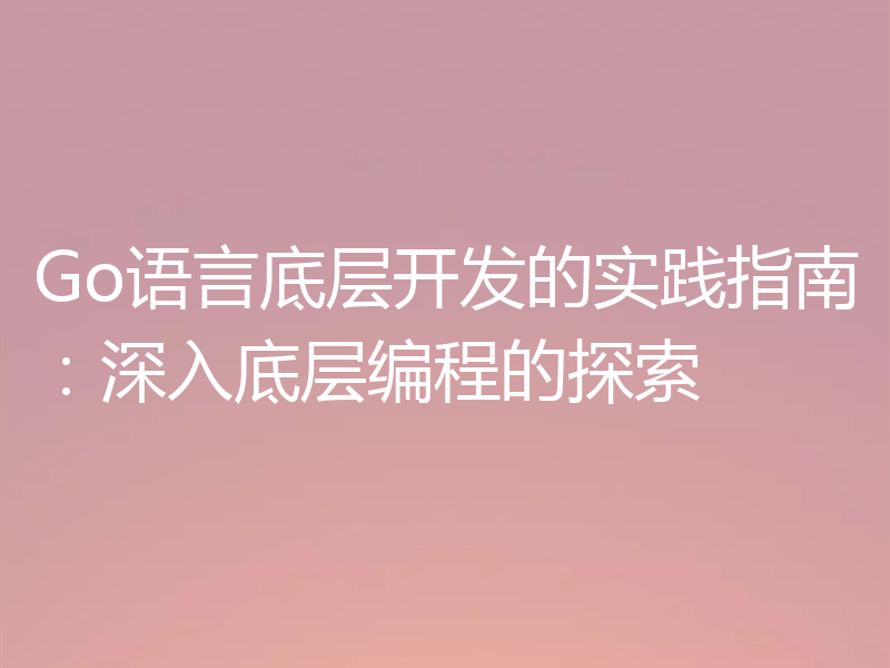 Go语言底层开发的实践指南：深入底层编程的探索