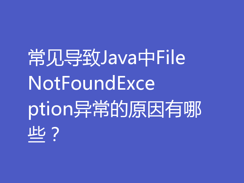 常见导致Java中FileNotFoundException异常的原因有哪些？