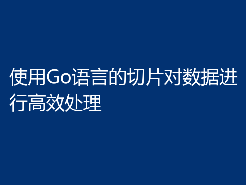 使用Go语言的切片对数据进行高效处理