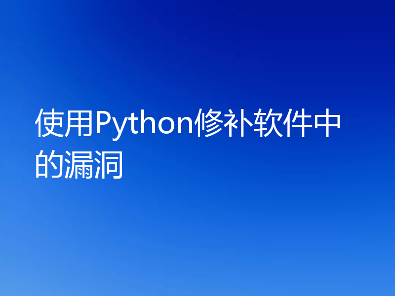 使用Python修补软件中的漏洞