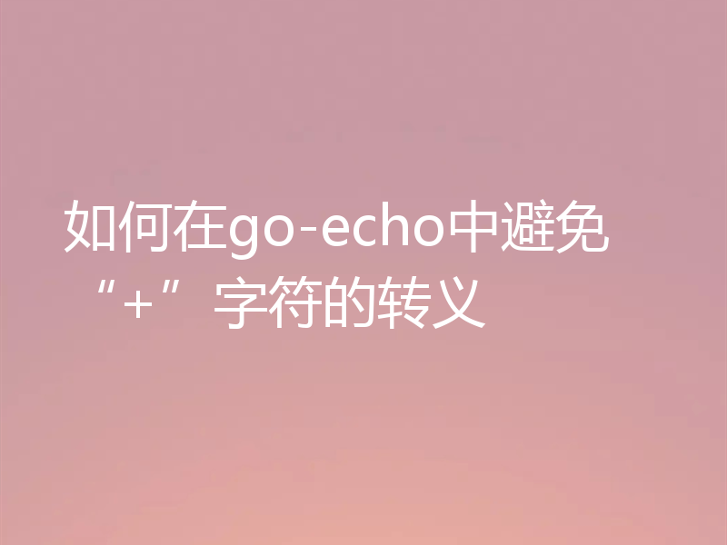 如何在go-echo中避免“+”字符的转义