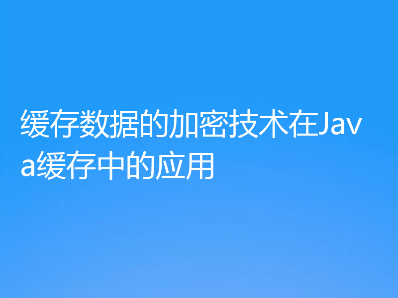 缓存数据的加密技术在Java缓存中的应用