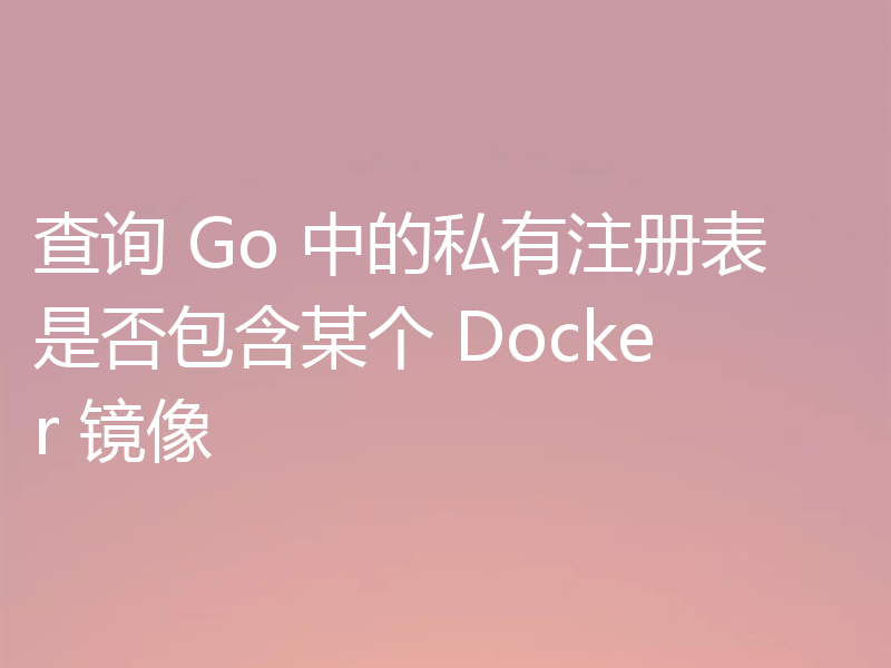 查询 Go 中的私有注册表是否包含某个 Docker 镜像