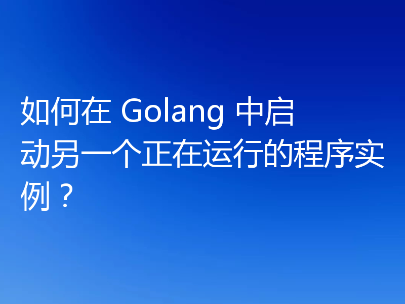 如何在 Golang 中启动另一个正在运行的程序实例？