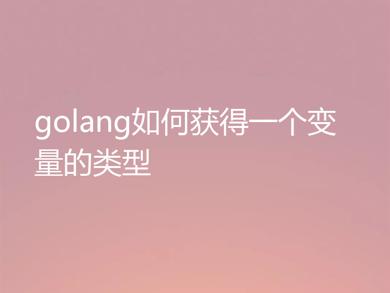 golang如何获得一个变量的类型