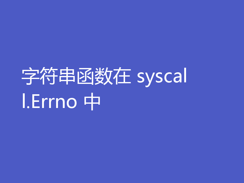 字符串函数在 syscall.Errno 中