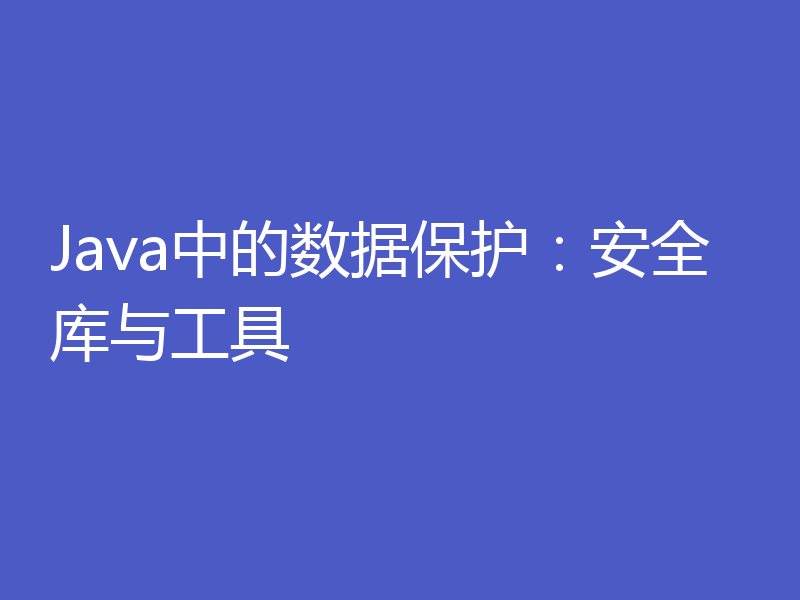 Java中的数据保护：安全库与工具