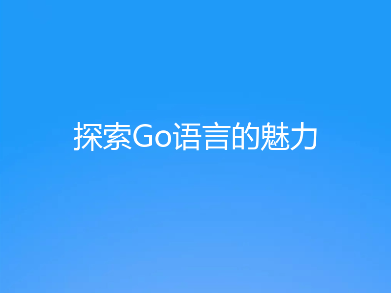 探索Go语言的魅力