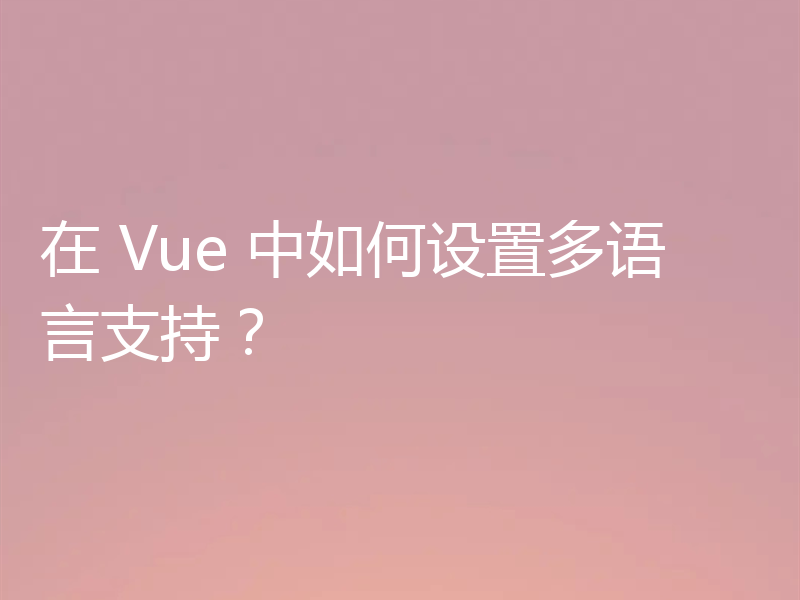 在 Vue 中如何设置多语言支持？
