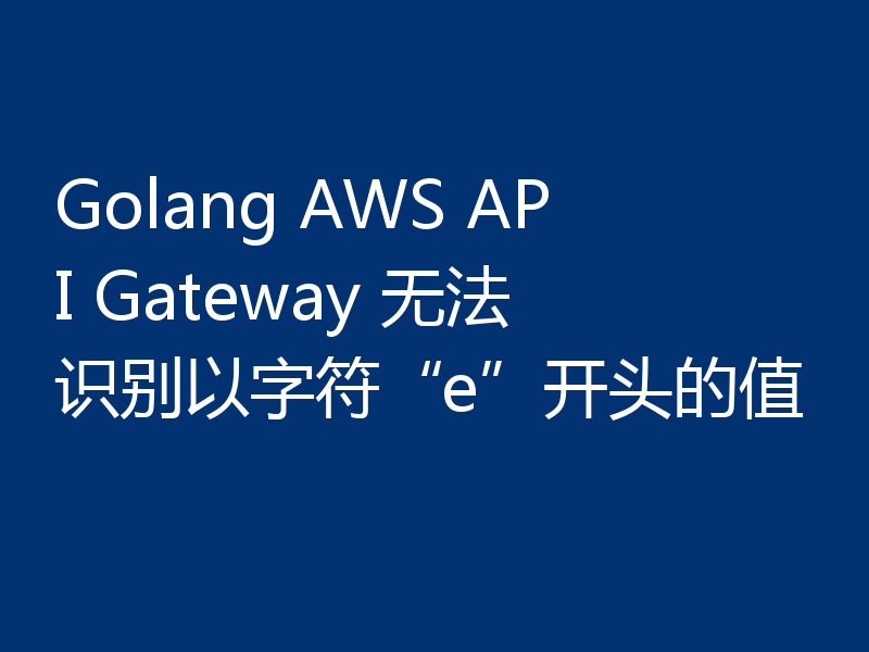 Golang AWS API Gateway 无法识别以字符“e”开头的值