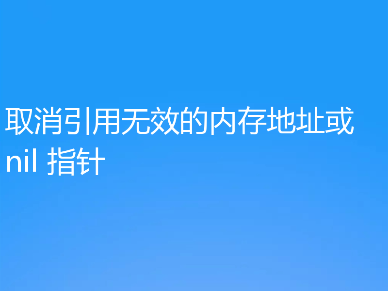 取消引用无效的内存地址或 nil 指针
