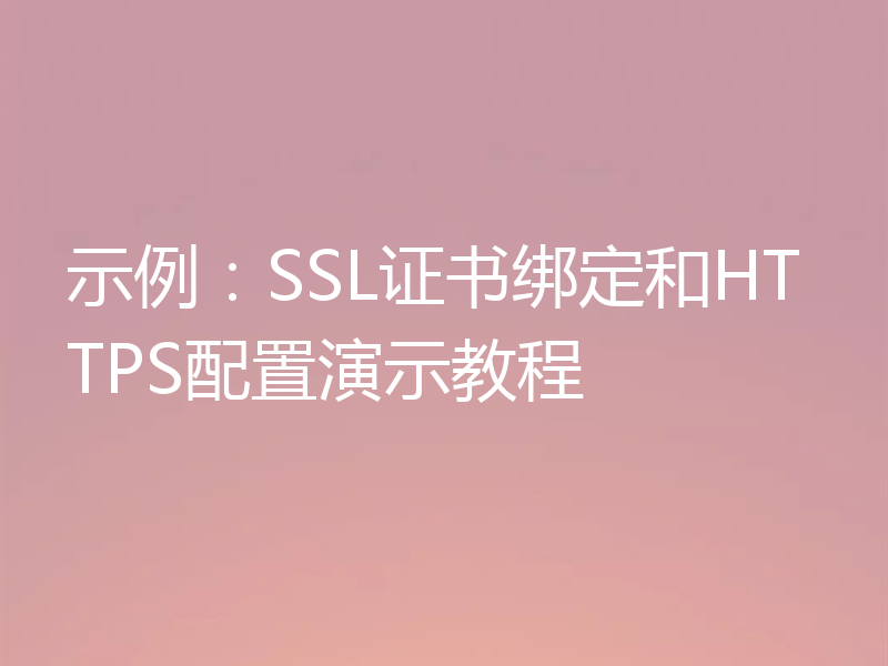 示例：SSL证书绑定和HTTPS配置演示教程