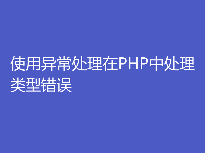 使用异常处理在PHP中处理类型错误