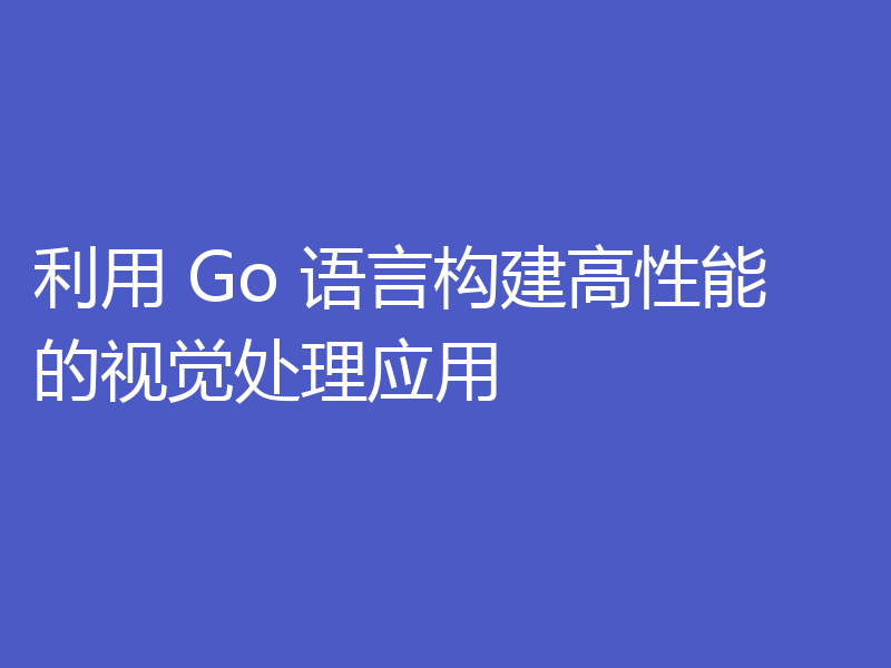 利用 Go 语言构建高性能的视觉处理应用