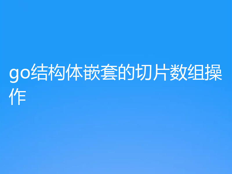 go结构体嵌套的切片数组操作