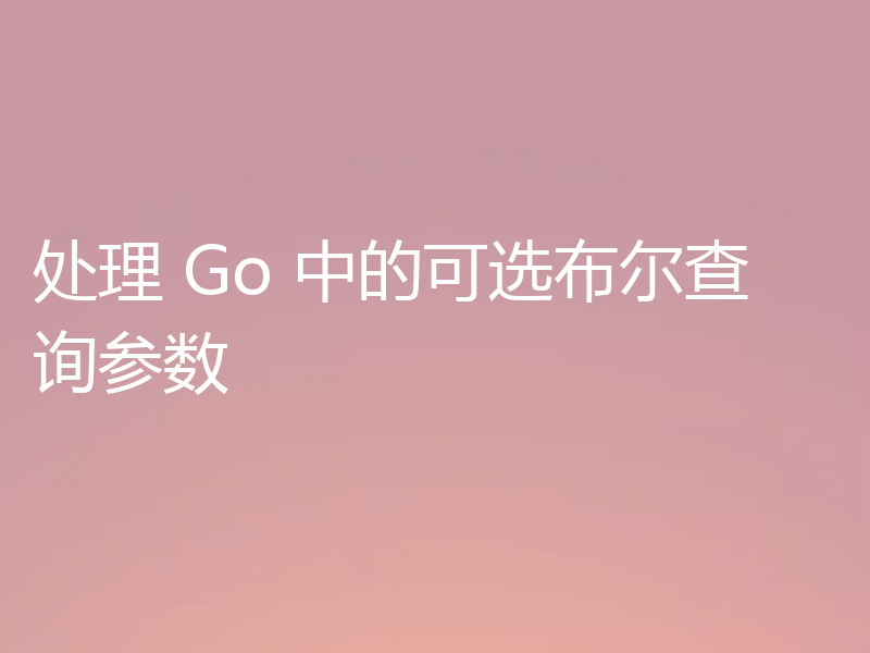 处理 Go 中的可选布尔查询参数