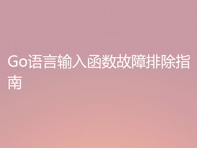 Go语言输入函数故障排除指南