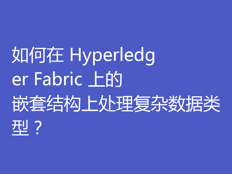 如何在 Hyperledger Fabric 上的嵌套结构上处理复杂数据类型？