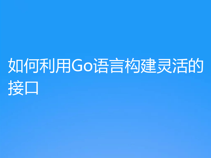 如何利用Go语言构建灵活的接口