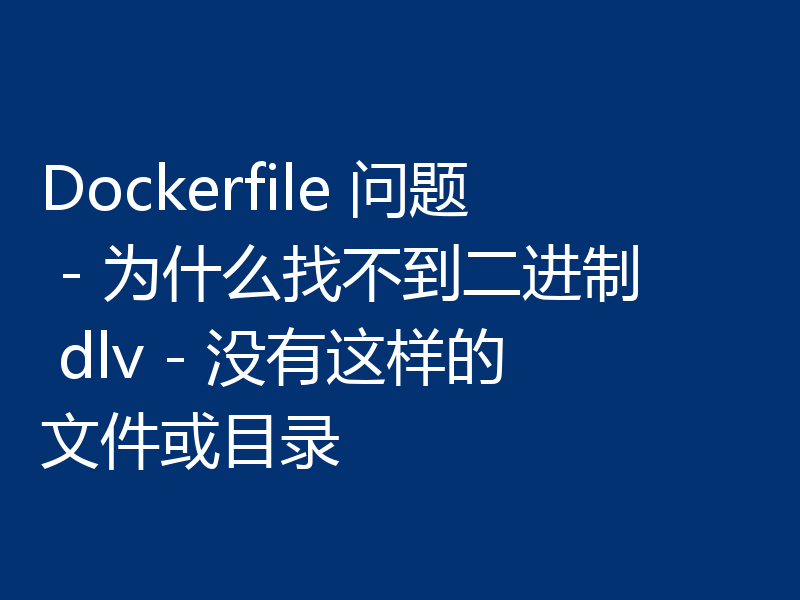 Dockerfile 问题 - 为什么找不到二进制 dlv - 没有这样的文件或目录