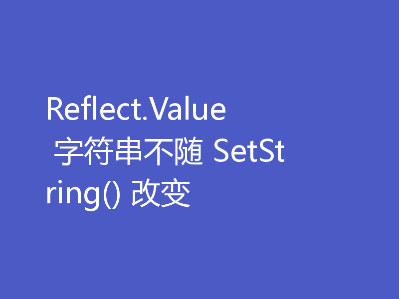 Reflect.Value 字符串不随 SetString() 改变