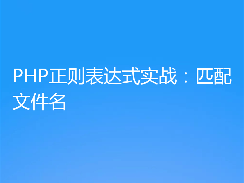 PHP正则表达式实战：匹配文件名