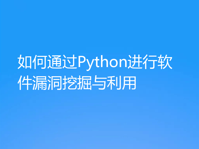 如何通过Python进行软件漏洞挖掘与利用
