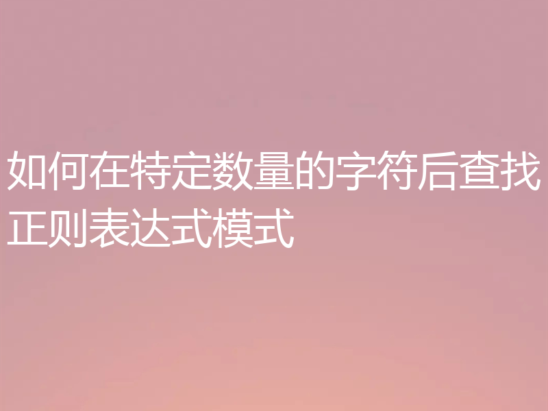 如何在特定数量的字符后查找正则表达式模式