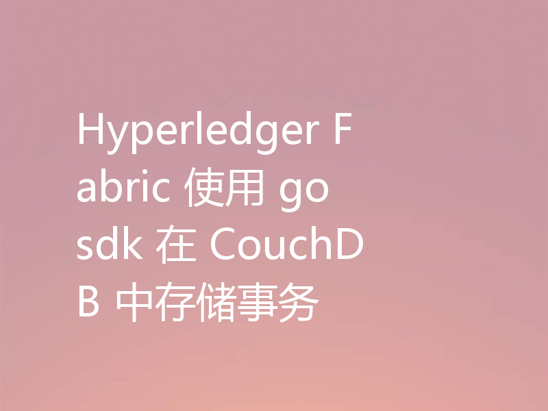Hyperledger Fabric 使用 go sdk 在 CouchDB 中存储事务