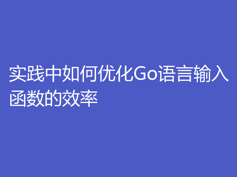 实践中如何优化Go语言输入函数的效率
