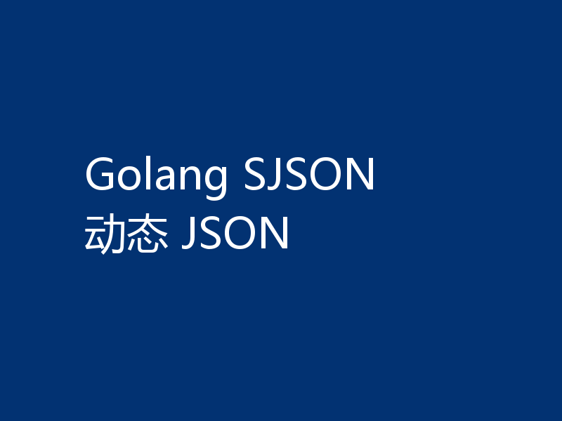 Golang SJSON 动态 JSON