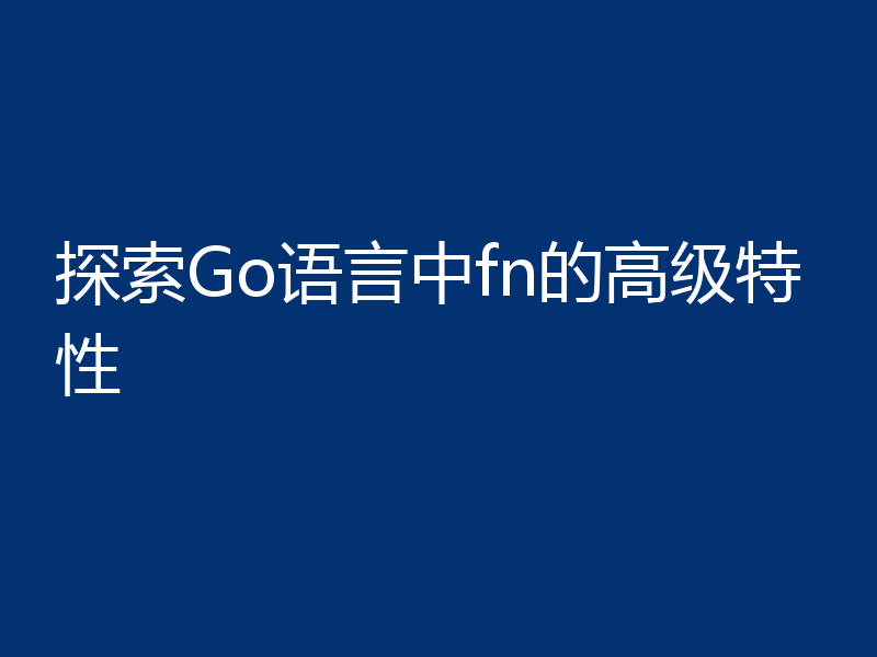 探索Go语言中fn的高级特性