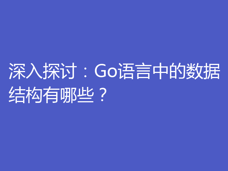 深入探讨：Go语言中的数据结构有哪些？