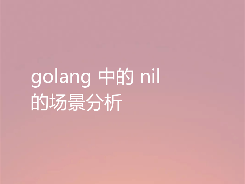 golang 中的 nil的场景分析