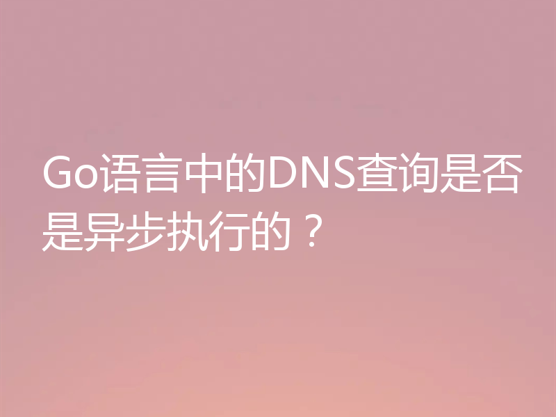 Go语言中的DNS查询是否是异步执行的？