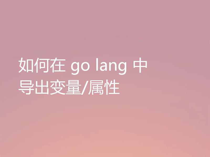 如何在 go lang 中导出变量/属性