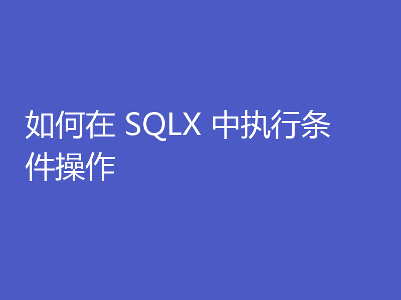 如何在 SQLX 中执行条件操作