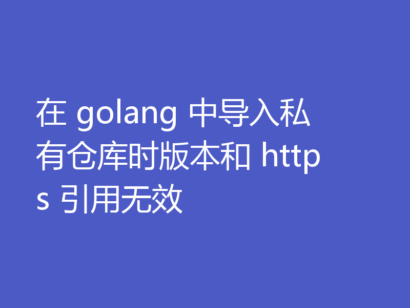 在 golang 中导入私有仓库时版本和 https 引用无效