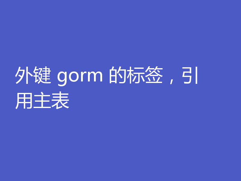 外键 gorm 的标签，引用主表