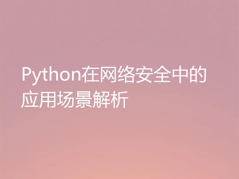 Python在网络安全中的应用场景解析