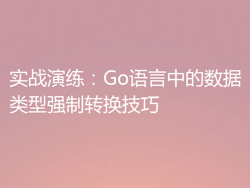 实战演练：Go语言中的数据类型强制转换技巧