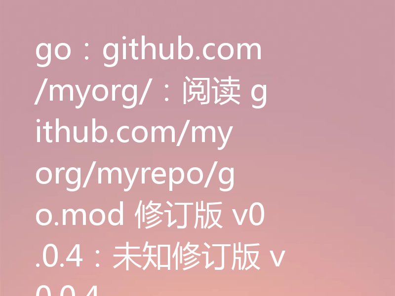go：github.com/myorg/：阅读 github.com/myorg/myrepo/go.mod 修订版 v0.0.4：未知修订版 v0.0.4