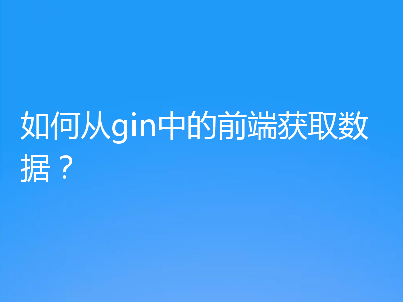 如何从gin中的前端获取数据？