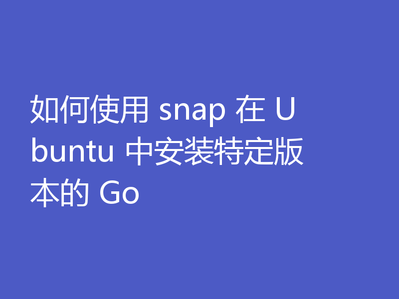 如何使用 snap 在 Ubuntu 中安装特定版本的 Go