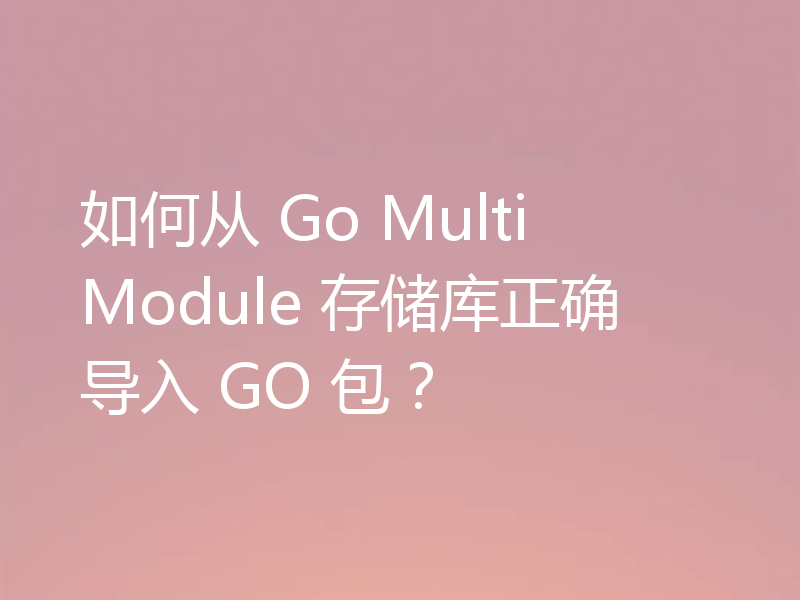如何从 Go Multi Module 存储库正确导入 GO 包？