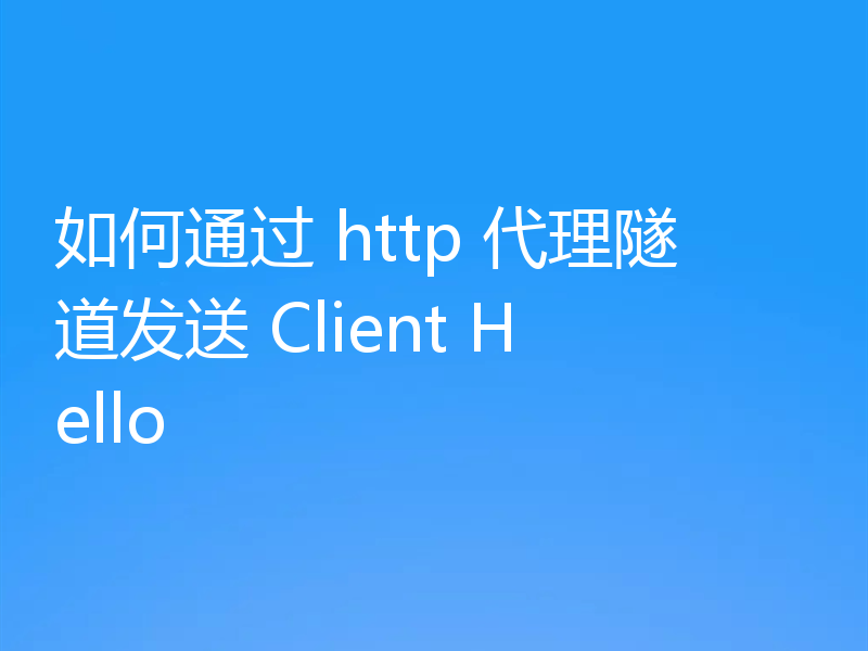 如何通过 http 代理隧道发送 Client Hello